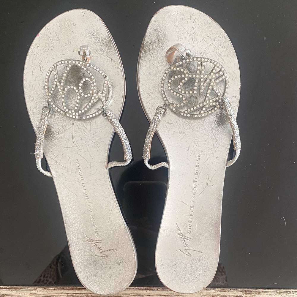 Giuseppe Zanotti Silver Embellished Sandals